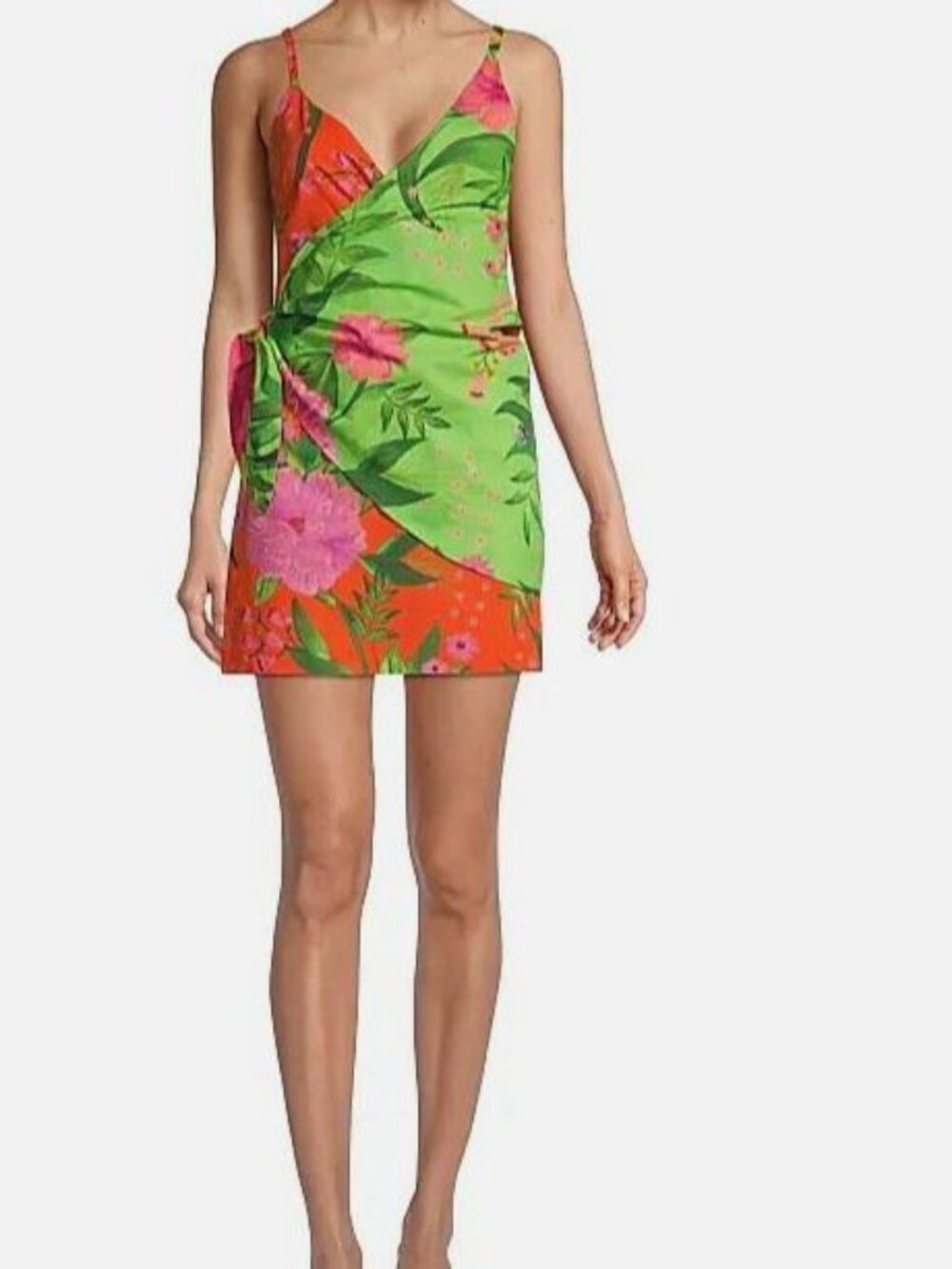 Farm Rio Women Green Romantic Garden Wrap Cover-Up Swimwear Size L